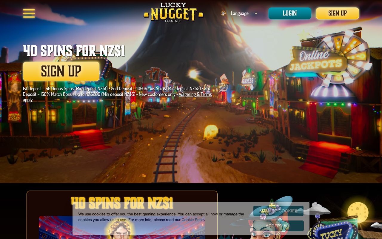 Lucky Nugget Casino homepage preview